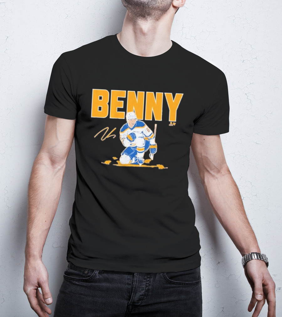 Benny 66 Hockey Player Buffalo Blue And Gold T-Shirt