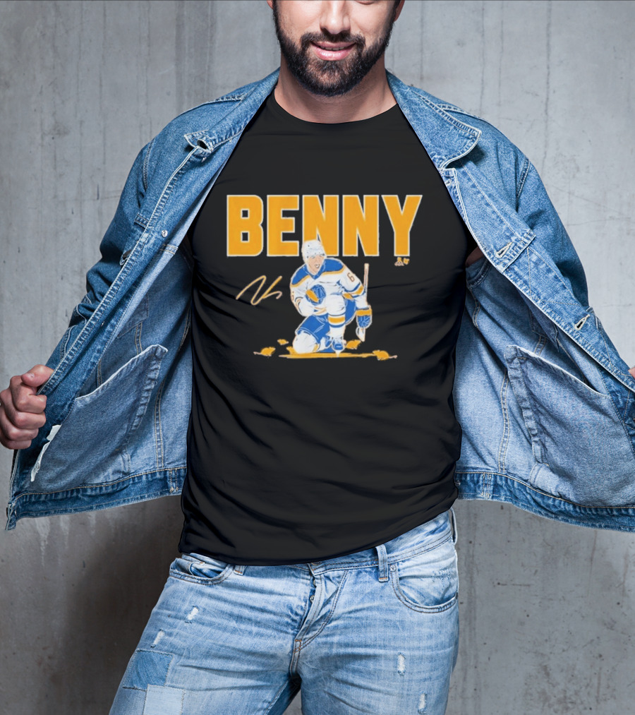 Benny 66 Hockey Player Buffalo Blue And Gold T-Shirt