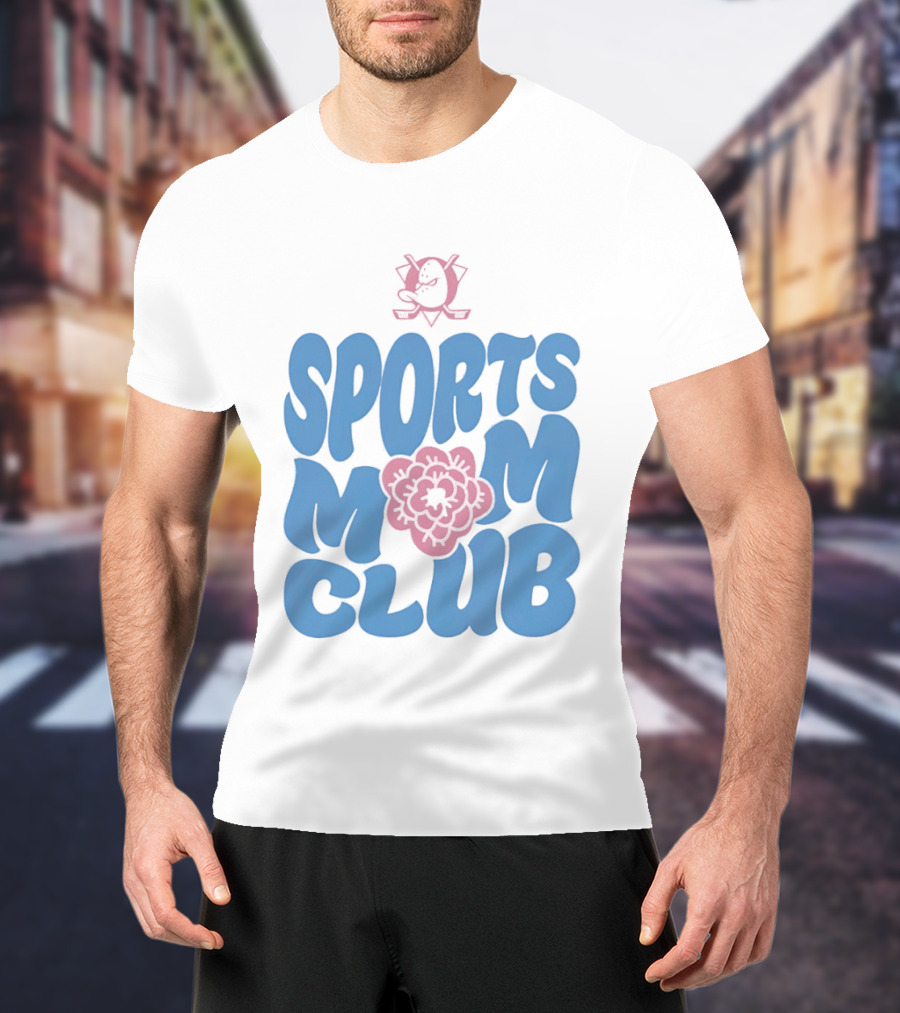 Anaheim Ducks Sports Mom Club Floral Lettering T-Shirt