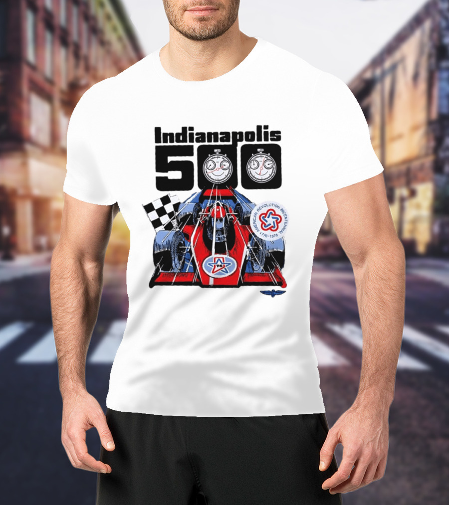 Indianapolis 500 1976 60th Anniversary Racing Car American Revolution Bicentennial T-Shirt