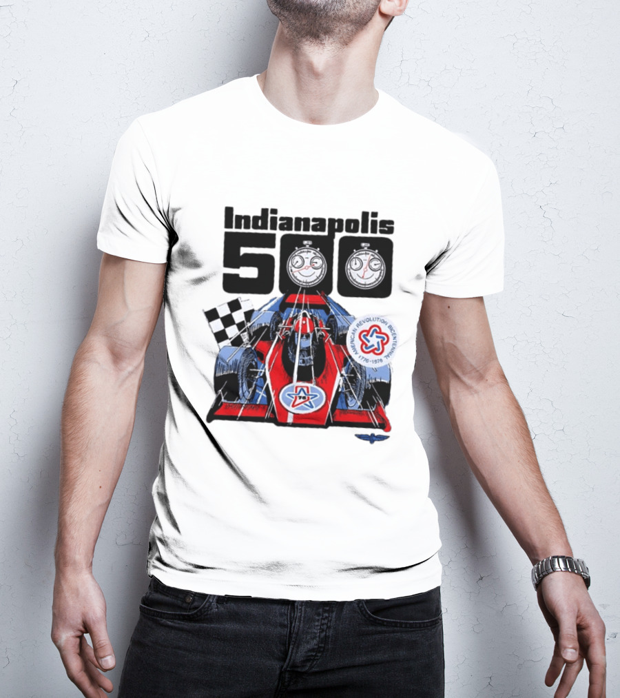 Indianapolis 500 1976 60th Anniversary Racing Car American Revolution Bicentennial T-Shirt
