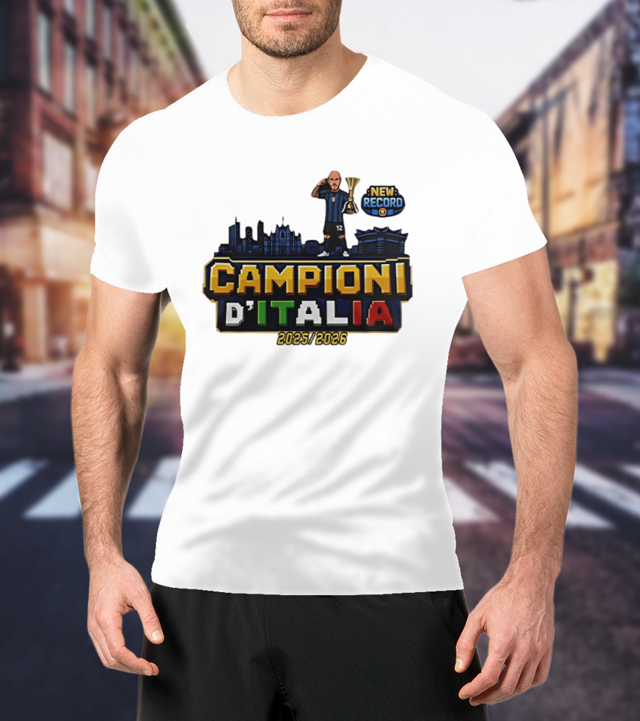 Campioni D'Italia 2025 2026 Inter Milan New Record City Skyline T-Shirt