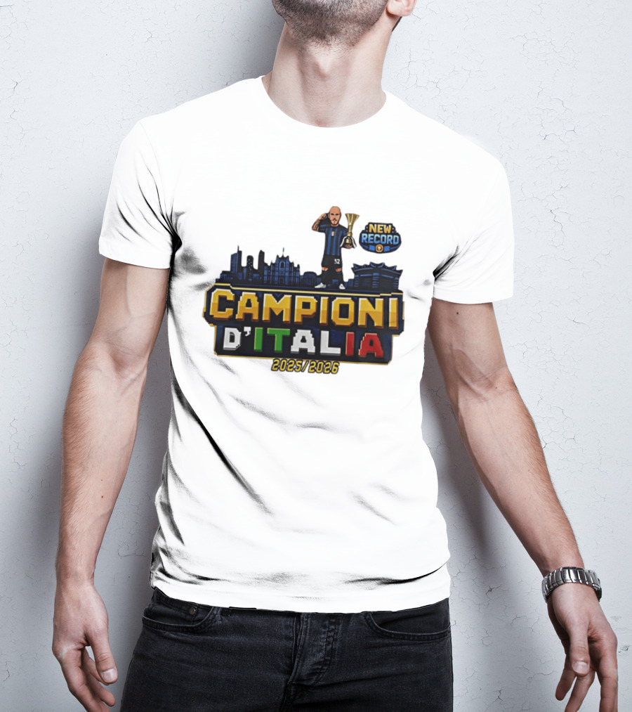 Campioni D'Italia 2025 2026 Inter Milan New Record City Skyline T-Shirt