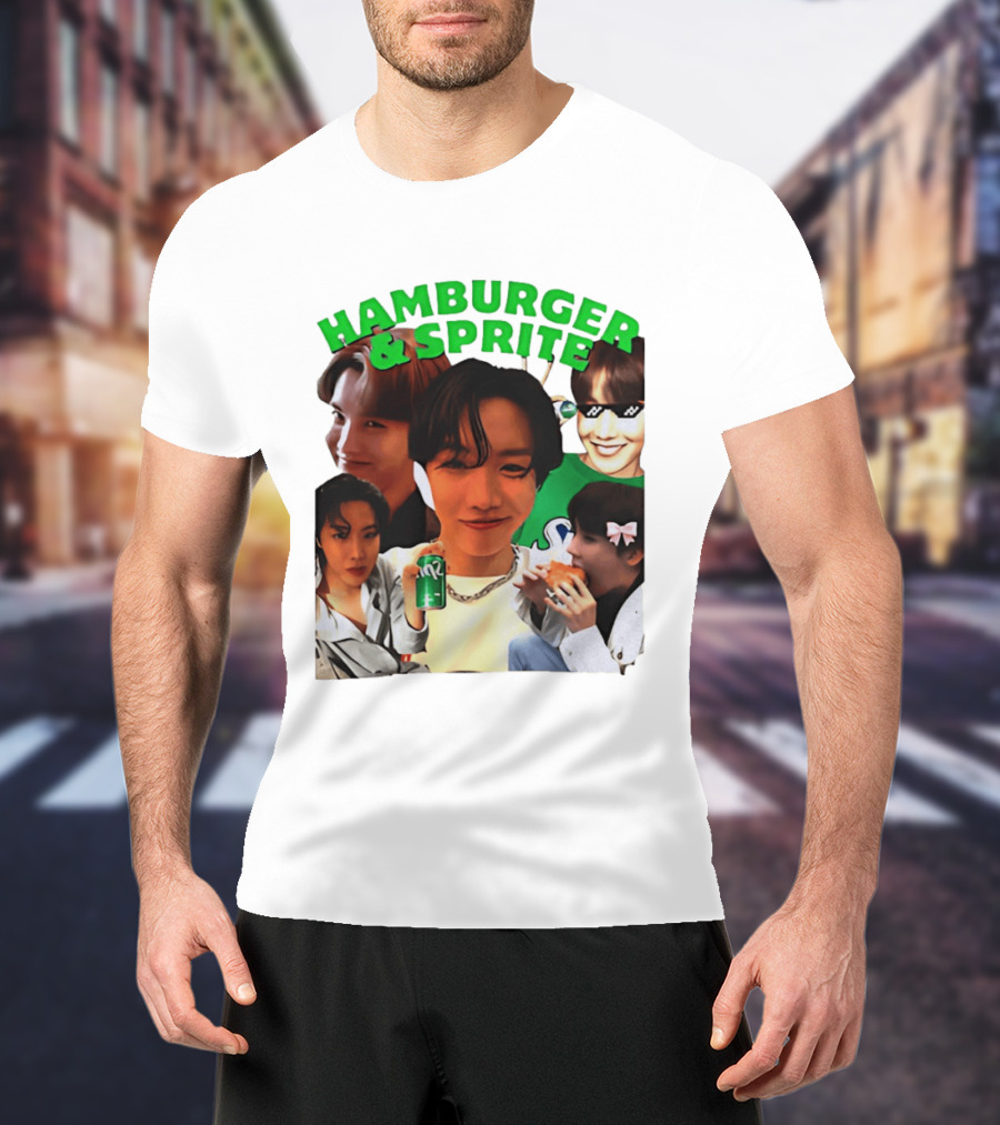 J Hope BTS Hamburger & Sprite Collage T-Shirt