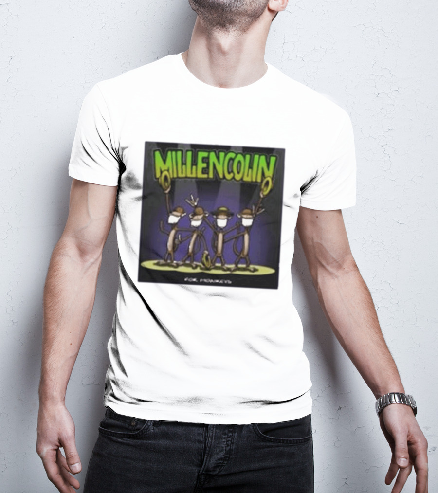 Millencolin For Monkeys Dancing Cartoon Monkeys With Masks And Hats T-Shirt