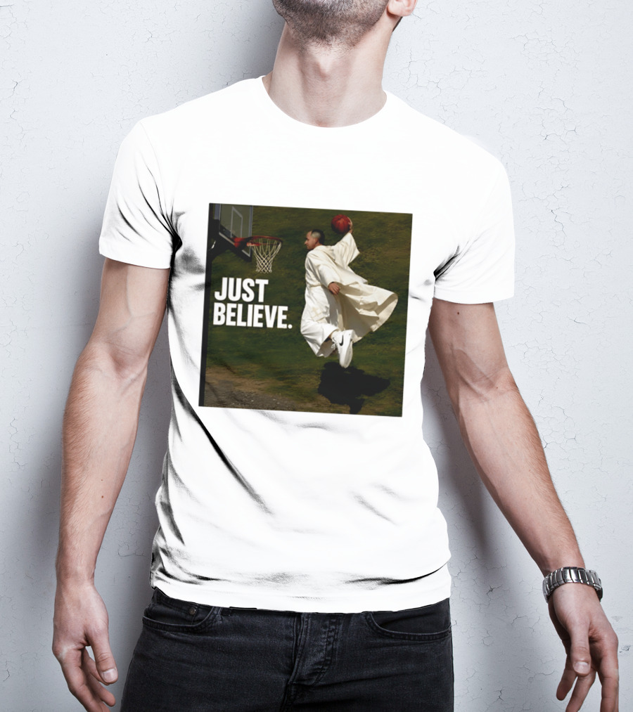 Just Believe Basketball Dunk Pope Leo T-Shirt