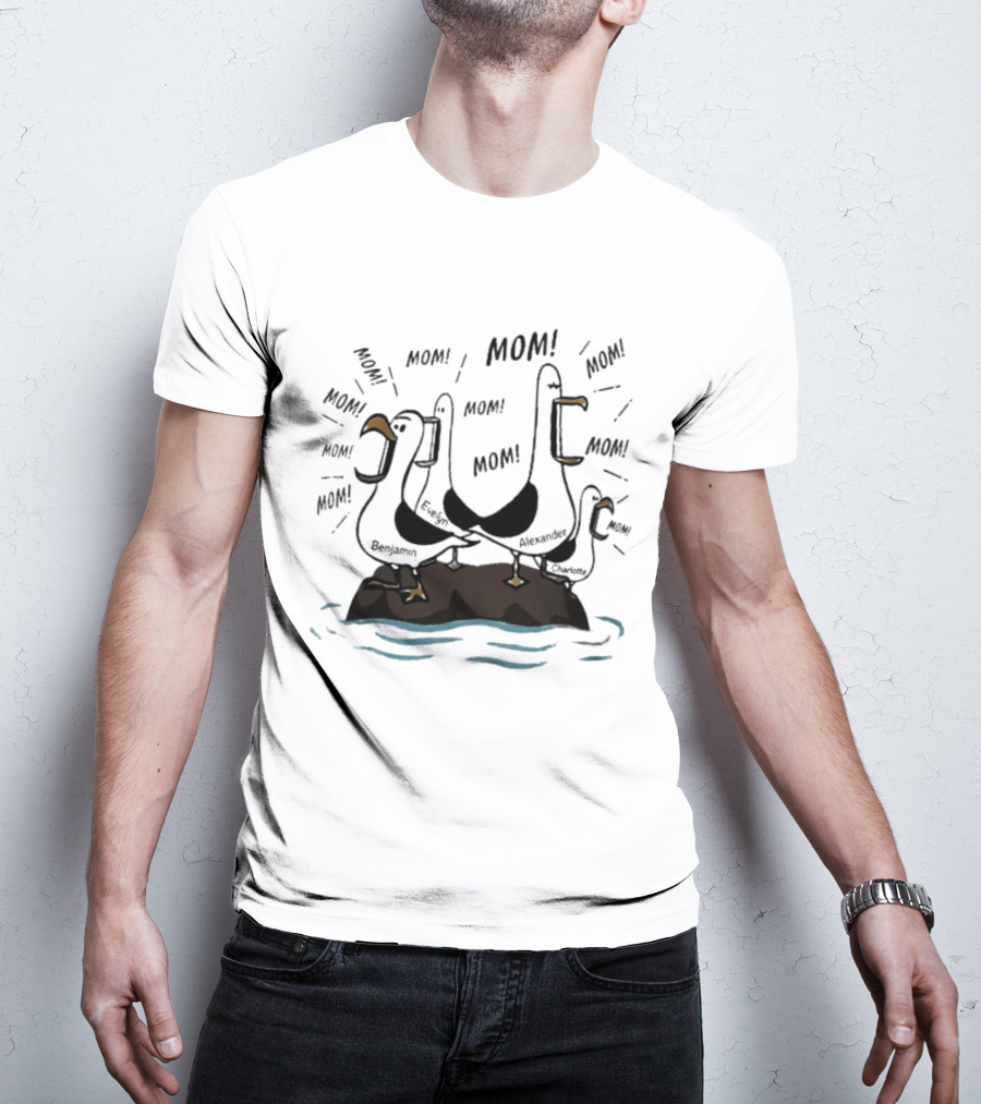 Mom Seagull Chaos With Benjamin Evelyn Alexander On Island T-Shirt