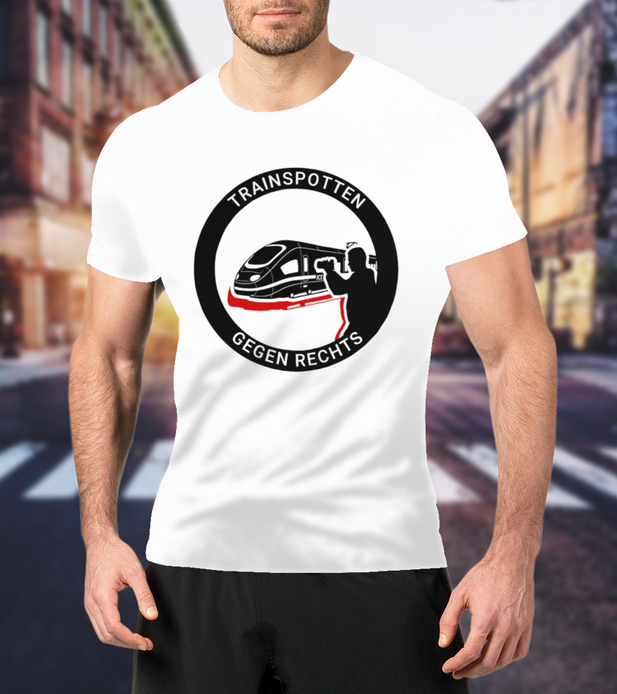 Trainspotten Gegen Rechts Train And Photographer Silhouette Anti Right Movement T-Shirt