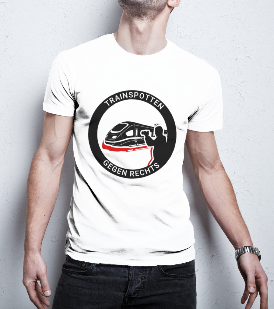 Trainspotten Gegen Rechts Train And Photographer Silhouette Anti Right Movement T-Shirt