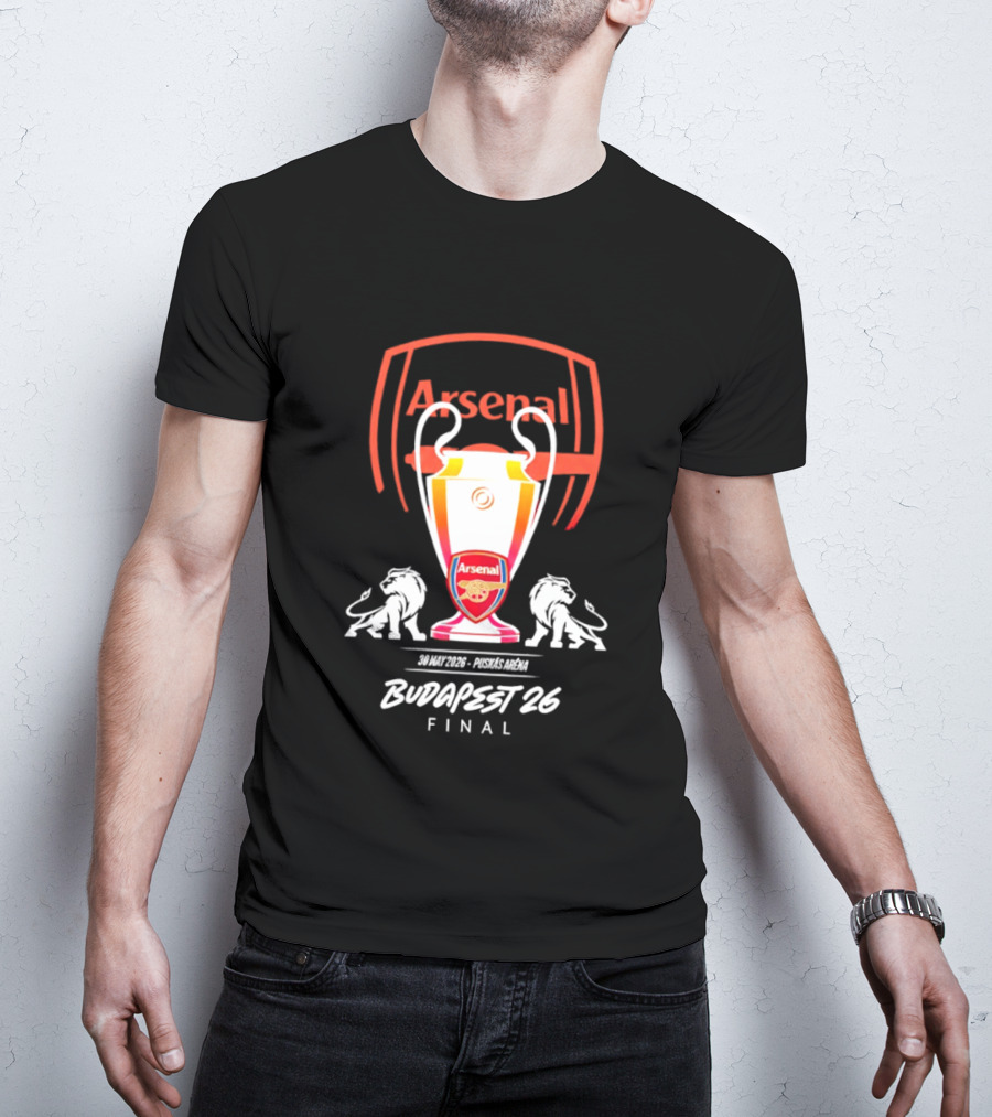 Arsenal Budapest 26 Final Champions League Trophy Lions T-Shirt