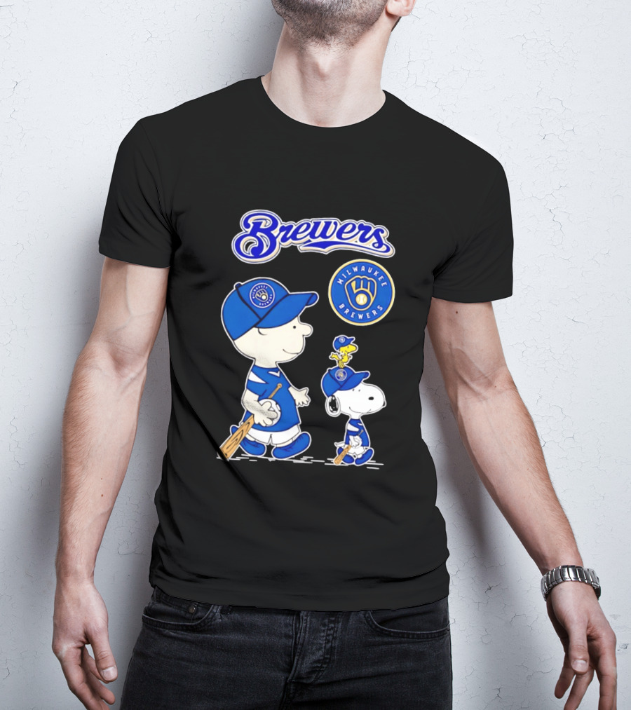Brewers Charlie Brown Snoopy Woodstock Milwaukee Brewers T-Shirt