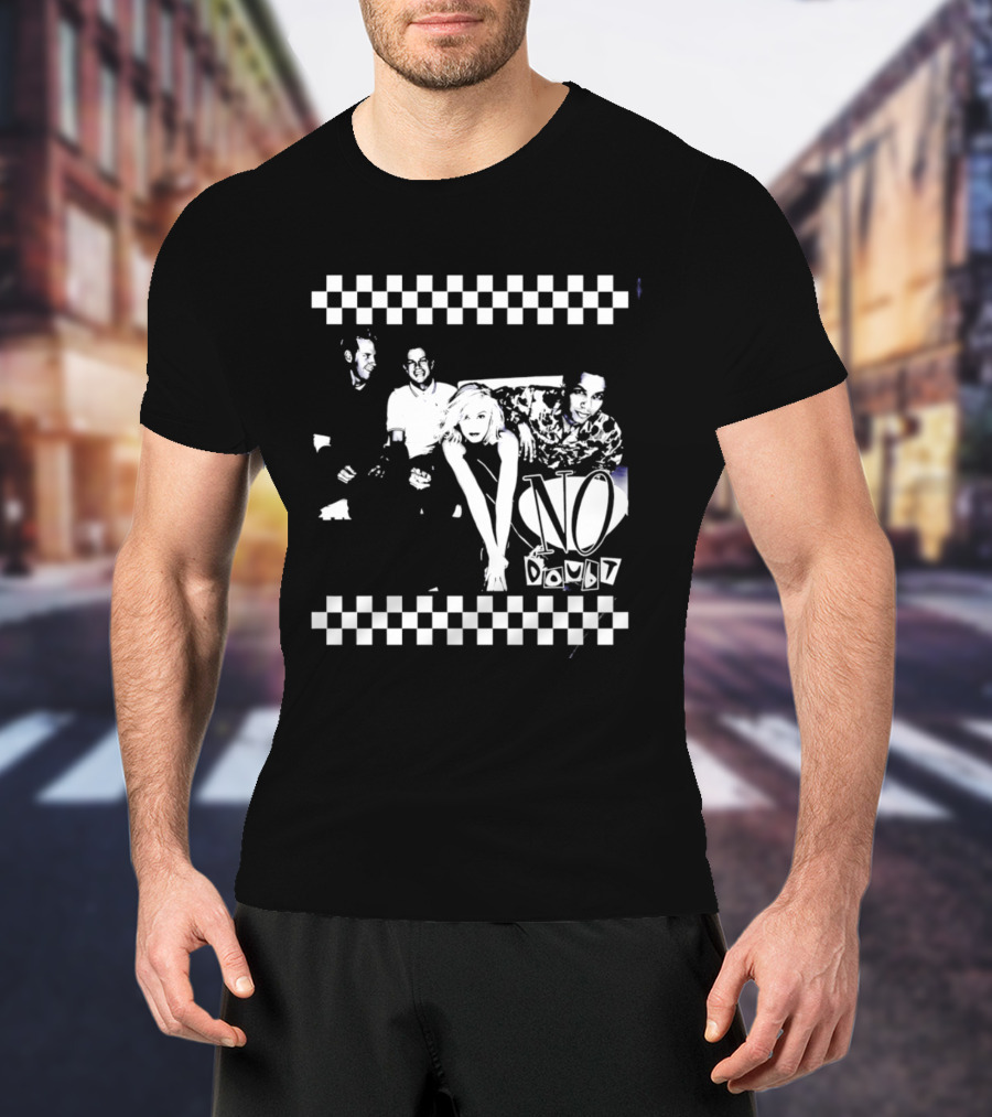 No Doubt Band Gwen Stefani Tony Kanal Eric Stefani Checkered T-Shirt