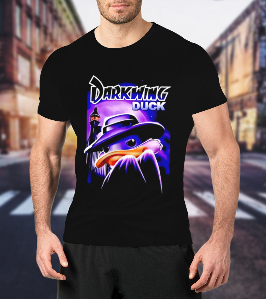 Darkwing Duck Funko Figure Iconic Character With Hat And Cityscape T-Shirt