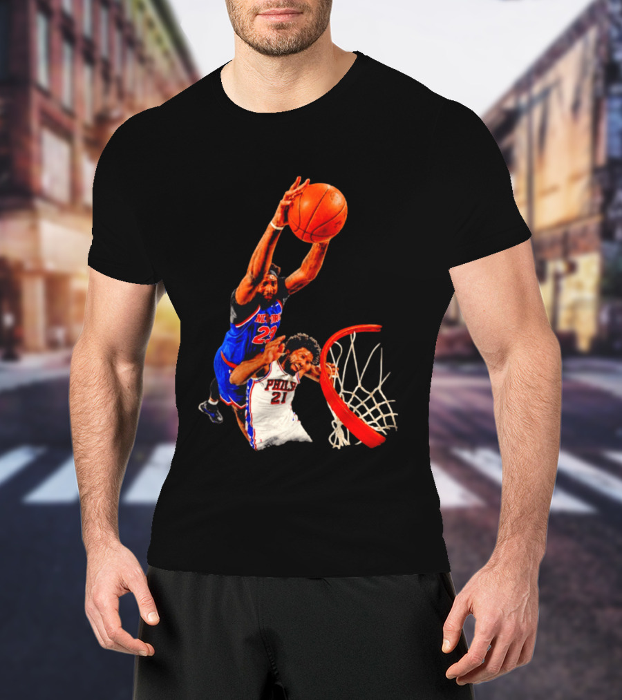 New York Knicks Mitchell Robinson Dunking On Philadelphia 2026 T-Shirt