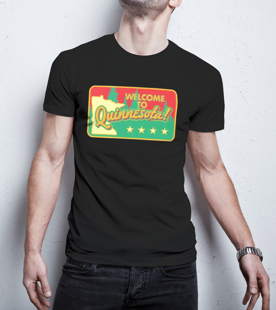 Welcome To Quinnesota State Map Forest Theme With Stars T-Shirt