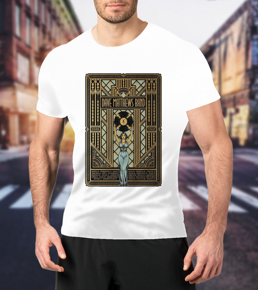 Dave Matthews Band 2026 Fall Tour Art Deco Concert Dates And Cities T-Shirt