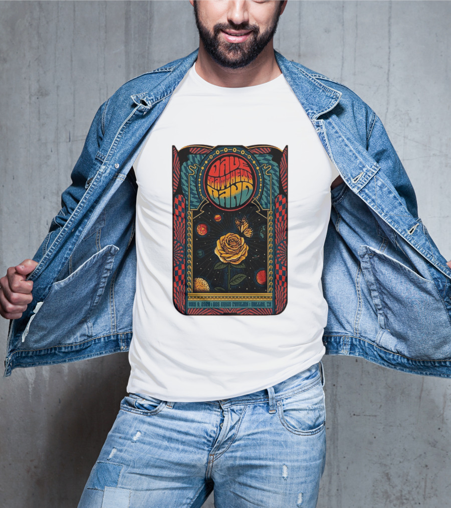 Dave Matthews Band May 9 2026 Dos Equis Pavilion Dallas TX Retro Psychedelic Butterfly Rose Planet T-Shirt
