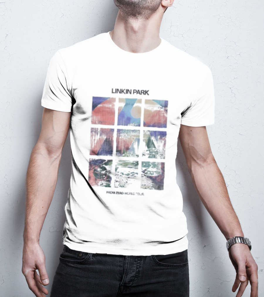 Linkin Park Fz World Tour Australia 2026 Colorful Abstract Squares T-Shirt