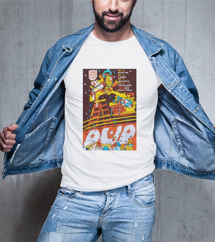 2026 Mexico Tour PUP Foro Indio Tijuana Guadalajara Mexico City Monterrey Show May 7 Headliner Bouncing Souls Mezcales T-Shirt