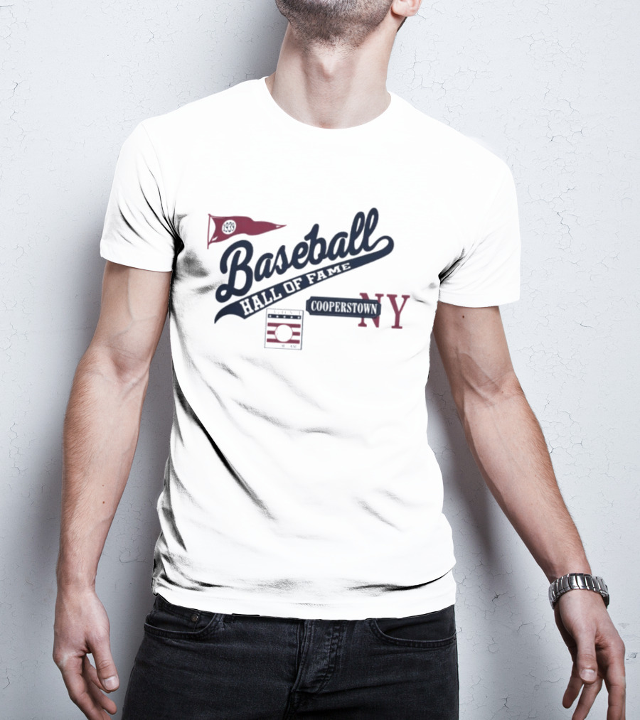 Baseball Hall Of Fame Cooperstown NY Red Pennant T-Shirt