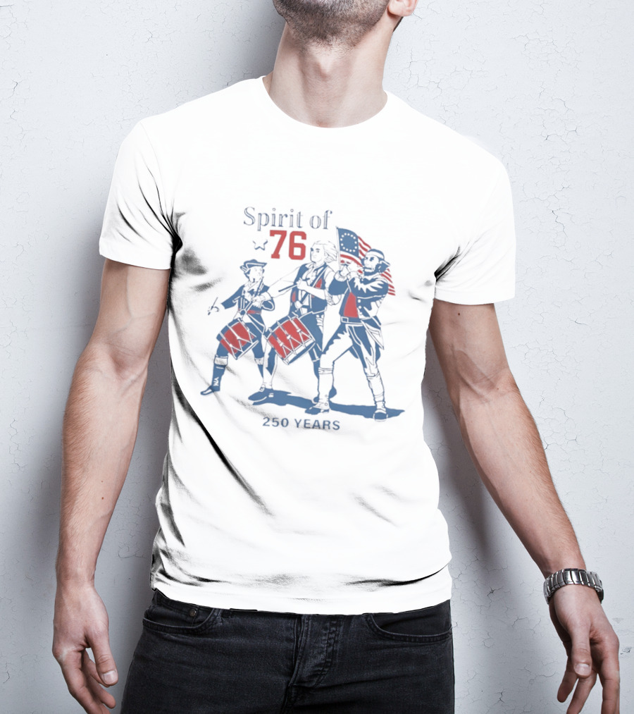 Spirit Of 76 250 Years Patriots American Flag Drummer Trio T-Shirt