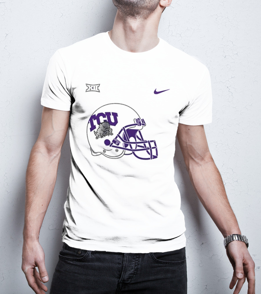 TCU Horned Frogs Football Helmet Nike Big 12 Conference T-Shirt