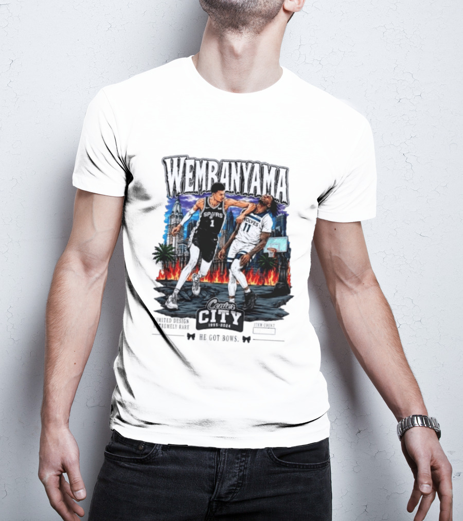 Wembanyama Spurs Center City 1995 2024 Basketball Matchup T-Shirt
