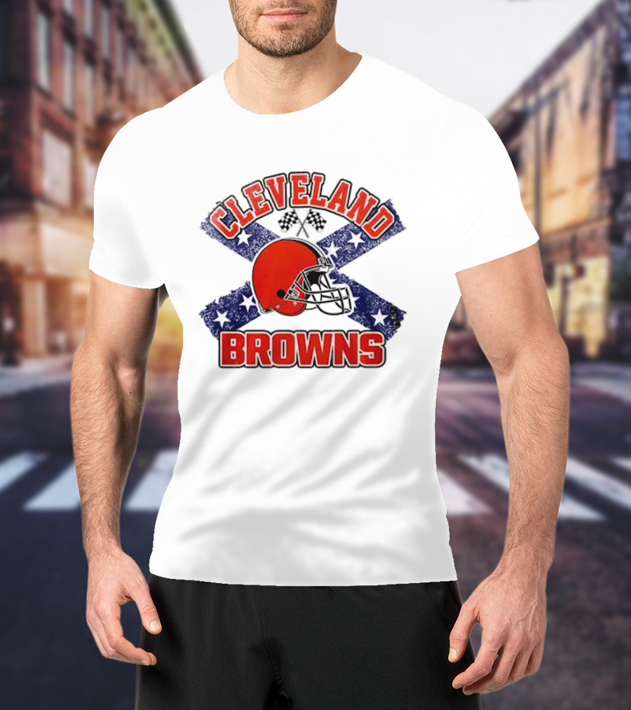 Cleveland Browns Helmet Dukes Of Hazzard Flag T-Shirt