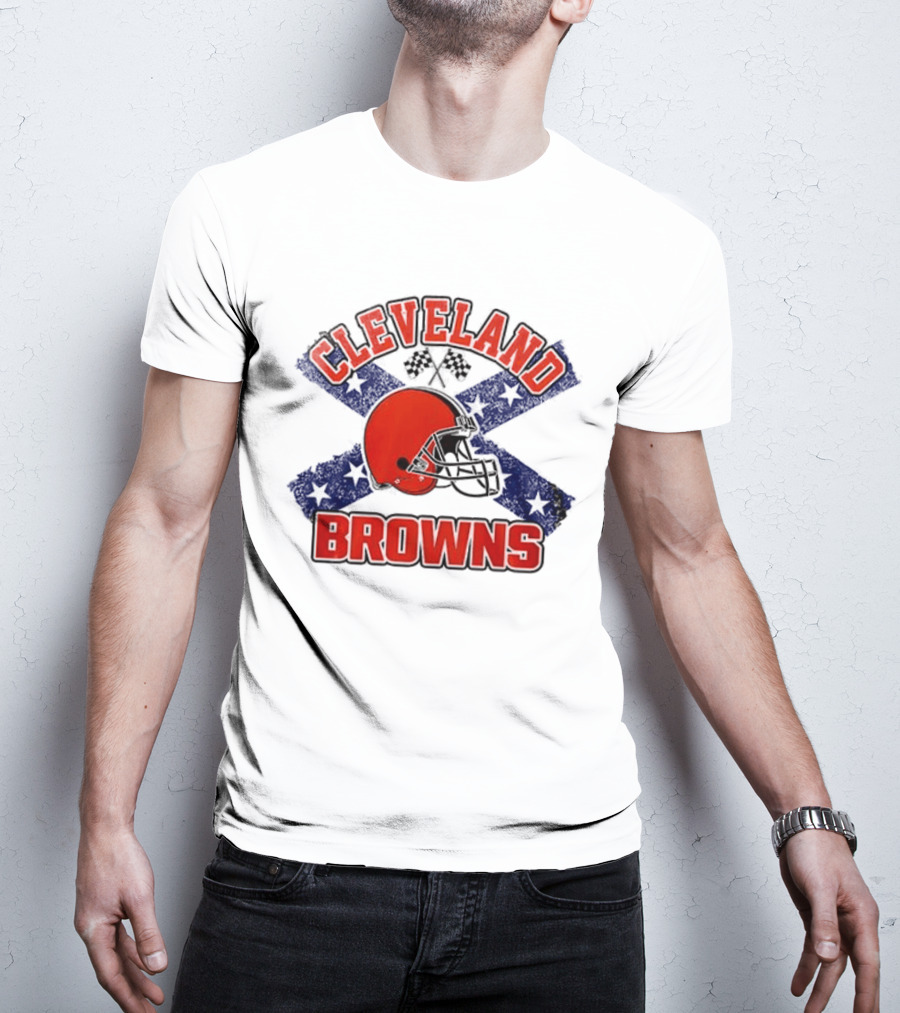 Cleveland Browns Helmet Dukes Of Hazzard Flag T-Shirt