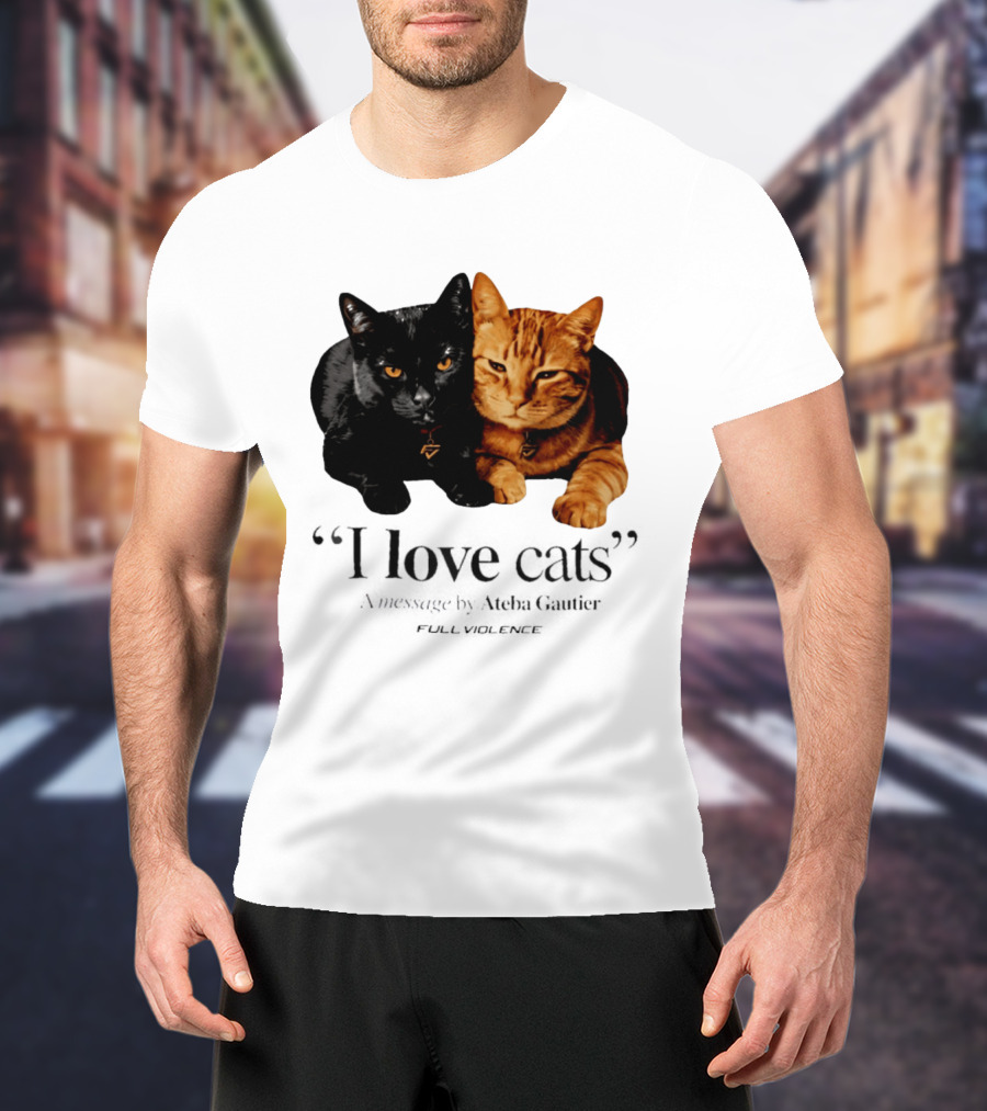 I Love Cats Ateba Gautier Full Violence Black And Ginger Cat Duo T-Shirt