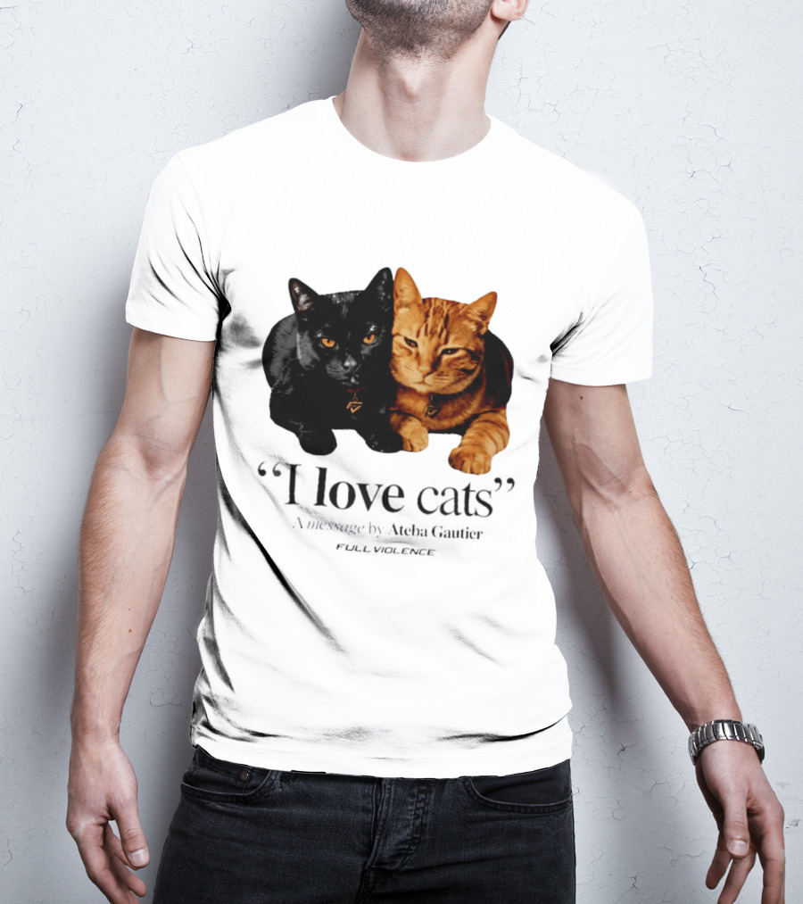 I Love Cats Ateba Gautier Full Violence Black And Ginger Cat Duo T-Shirt