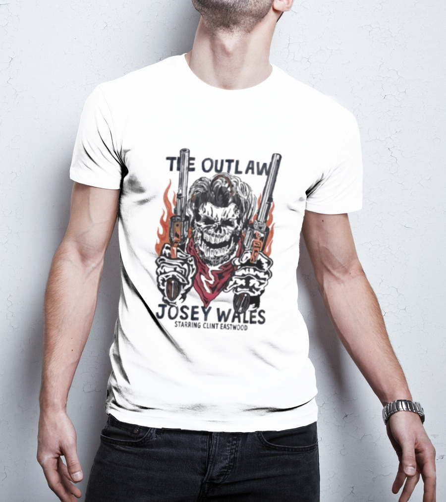 The Outlaw Josey Wales Starring Clint Eastwood Gunslinger Skeleton T-Shirt