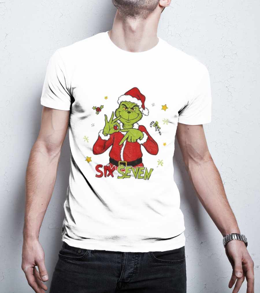 Grinch Santa Six Seven 6 7 Meme Christmas Stars Candy Cane T-Shirt