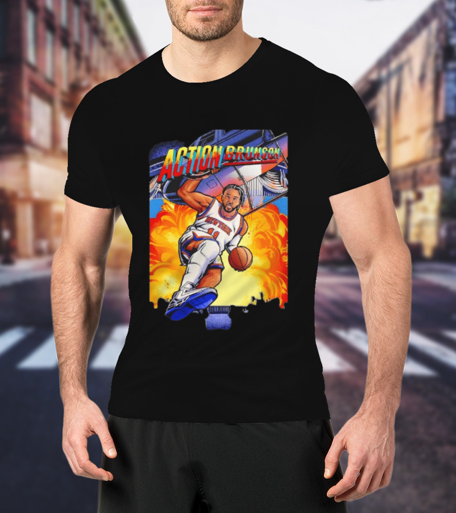 Action Brunson New York Knicks Basketball Comic Explosive Dynamic T-Shirt