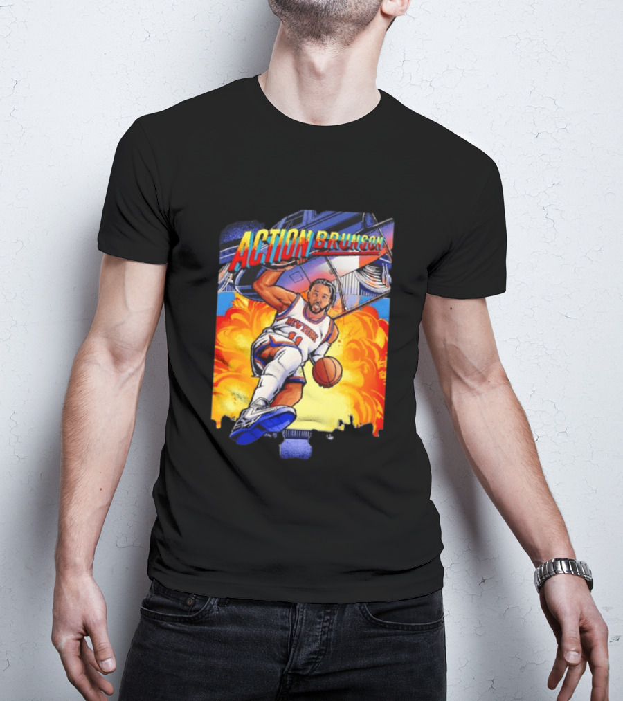 Action Brunson New York Knicks Basketball Comic Explosive Dynamic T-Shirt