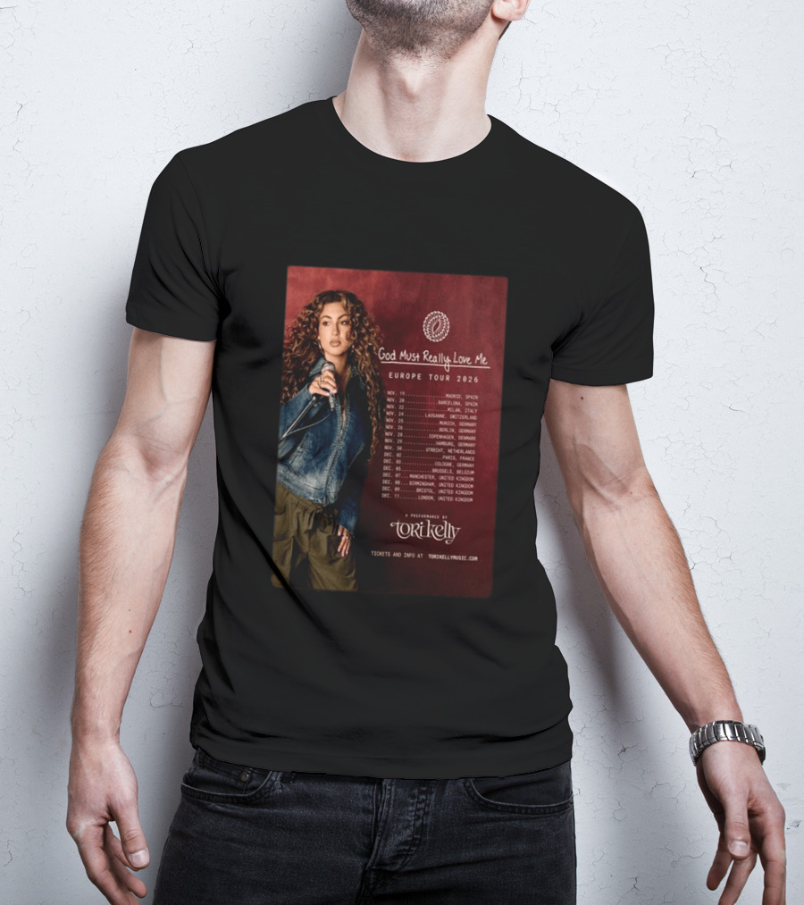 Tori Kelly Europe Tour 2026 God Must Really Love Me Concert Dates T-Shirt