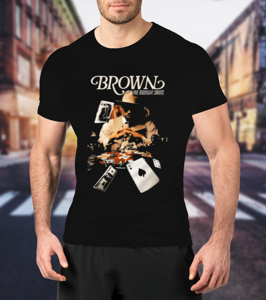 BROWN The Midnight Saints Playing Cards And Chips Explosion T-Shirt