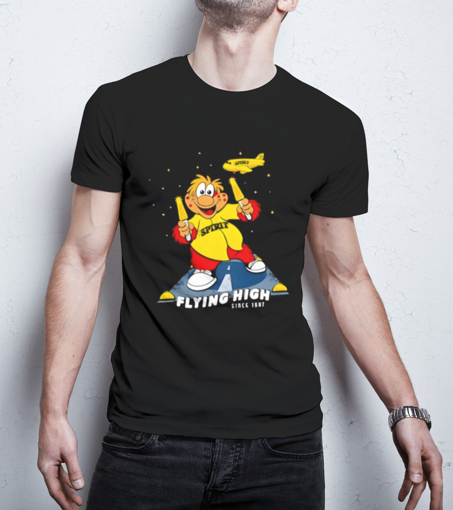 Inland Empire 66ers Baseball Mascot Celebrating Flying High Since 1987 With Spirit Airlines Memorabilia T-Shirt
