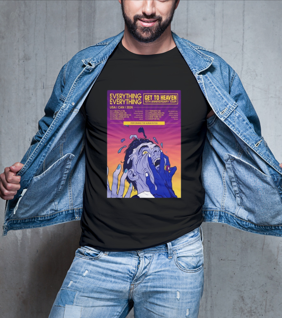 Everything Everything Get To Heaven 10th Anniversary Tour 2026 USA Canada Dates T-Shirt
