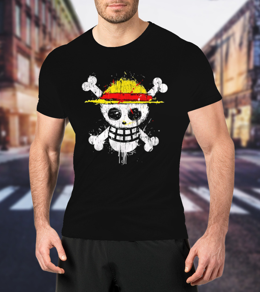 Jolly Roger Straw Hat Pirate Skull Monkey D. Luffy One Piece T-Shirt
