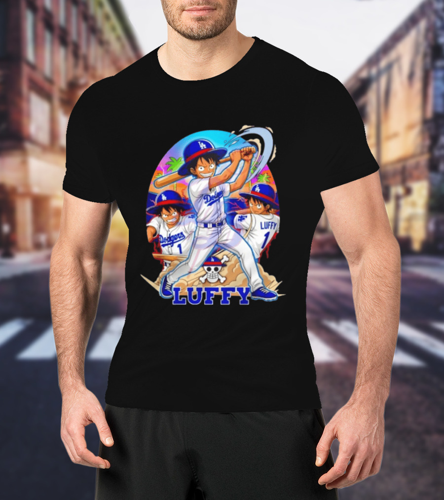 Monkey D. Luffy Dodgers Baseball 2026 Anime T-Shirt