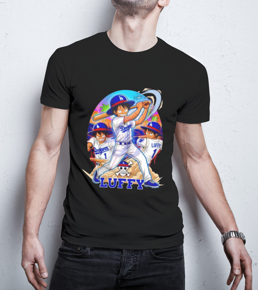 Monkey D. Luffy Dodgers Baseball 2026 Anime T-Shirt