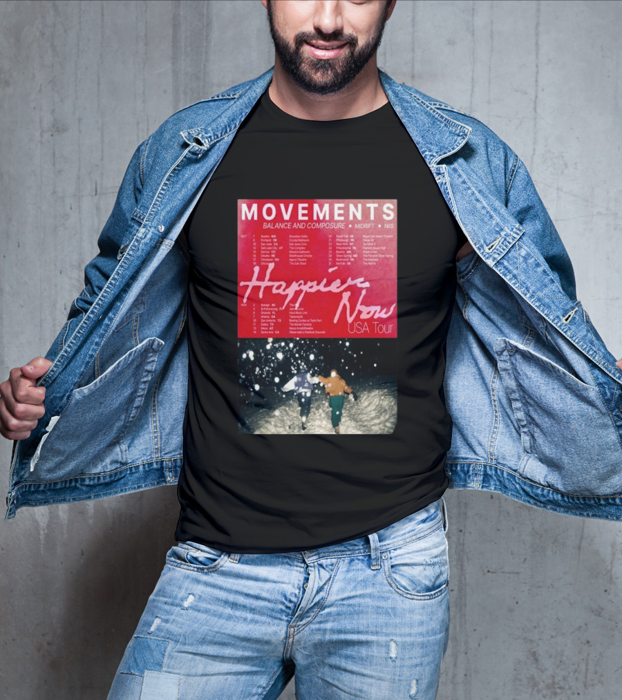 Movements Happier Now USA Tour 2026 Balance And Composure Midrft NIIS Snow Scene T-Shirt