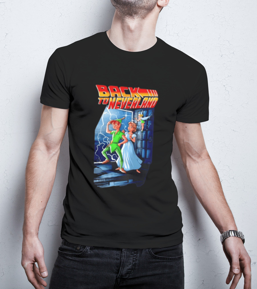 Back To Neverland Peter Pan Wendy Tinkerbell Mashup Back To The Future T-Shirt