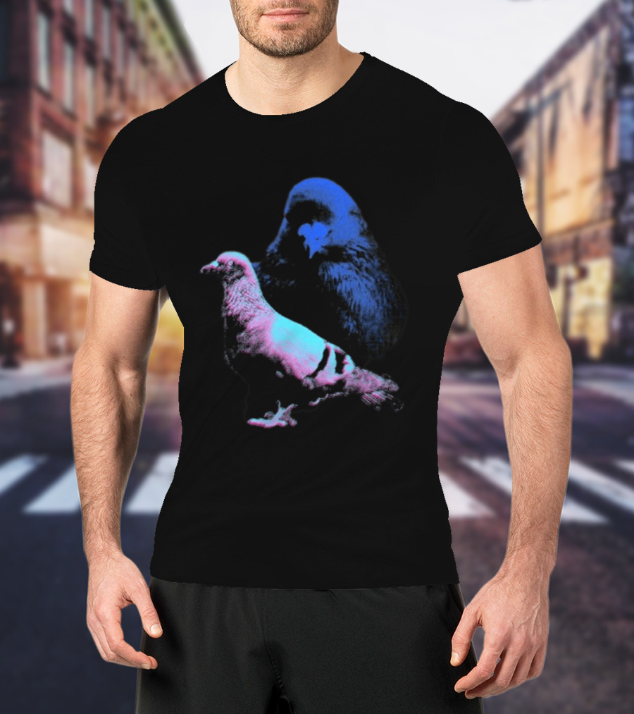It's Just A Pigeon Neon Duo Bold Colors Contrast T-Shirt