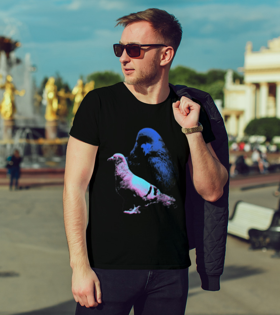 It's Just A Pigeon Neon Duo Bold Colors Contrast T-Shirt