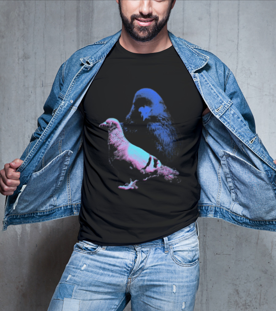 It's Just A Pigeon Neon Duo Bold Colors Contrast T-Shirt