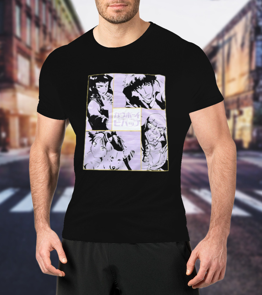 Cowboy Bebop Anime Characters Collage Faye Spike Ein Jet T-Shirt