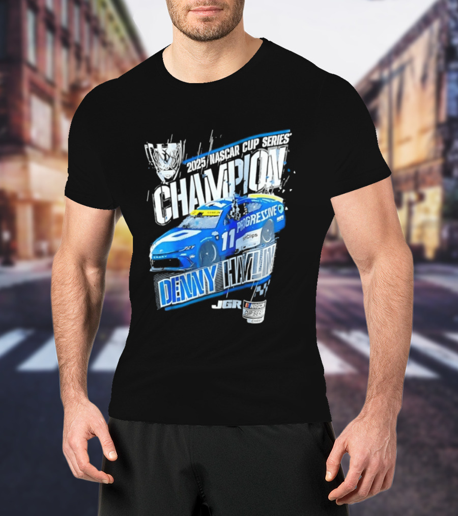 Denny Hamlin 2025 NASCAR Cup Series Champion Progressive Car 11 Joe Gibbs Racing T-Shirt