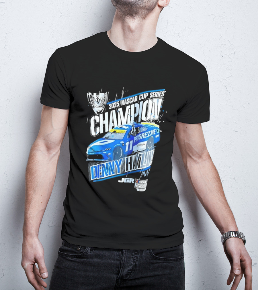 Denny Hamlin 2025 NASCAR Cup Series Champion Progressive Car 11 Joe Gibbs Racing T-Shirt